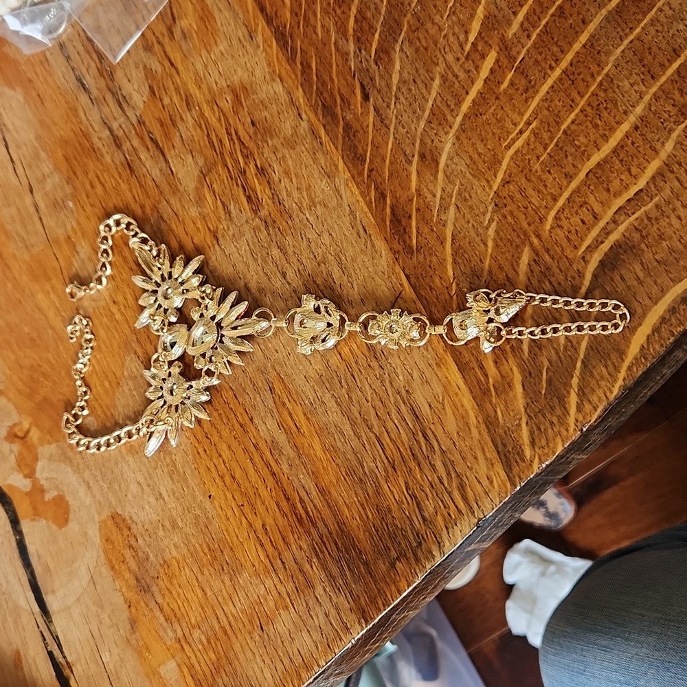 Bohemian Foot Anklet Bracelet Gold Tone Chain Jewelry Floral Rhinestone - Picture 6 of 8